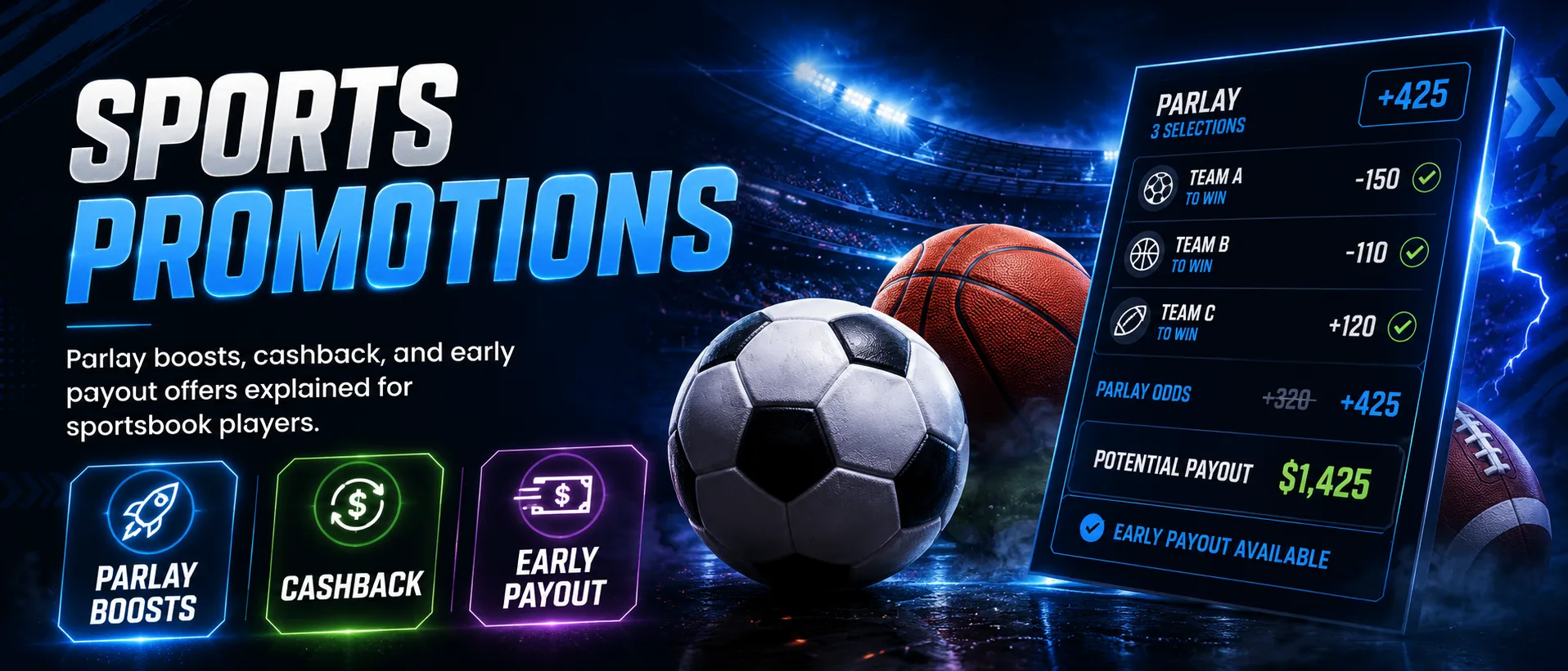 Sports promotions — parlay boosts, cashback, and early payout offers explained for sportsbook players